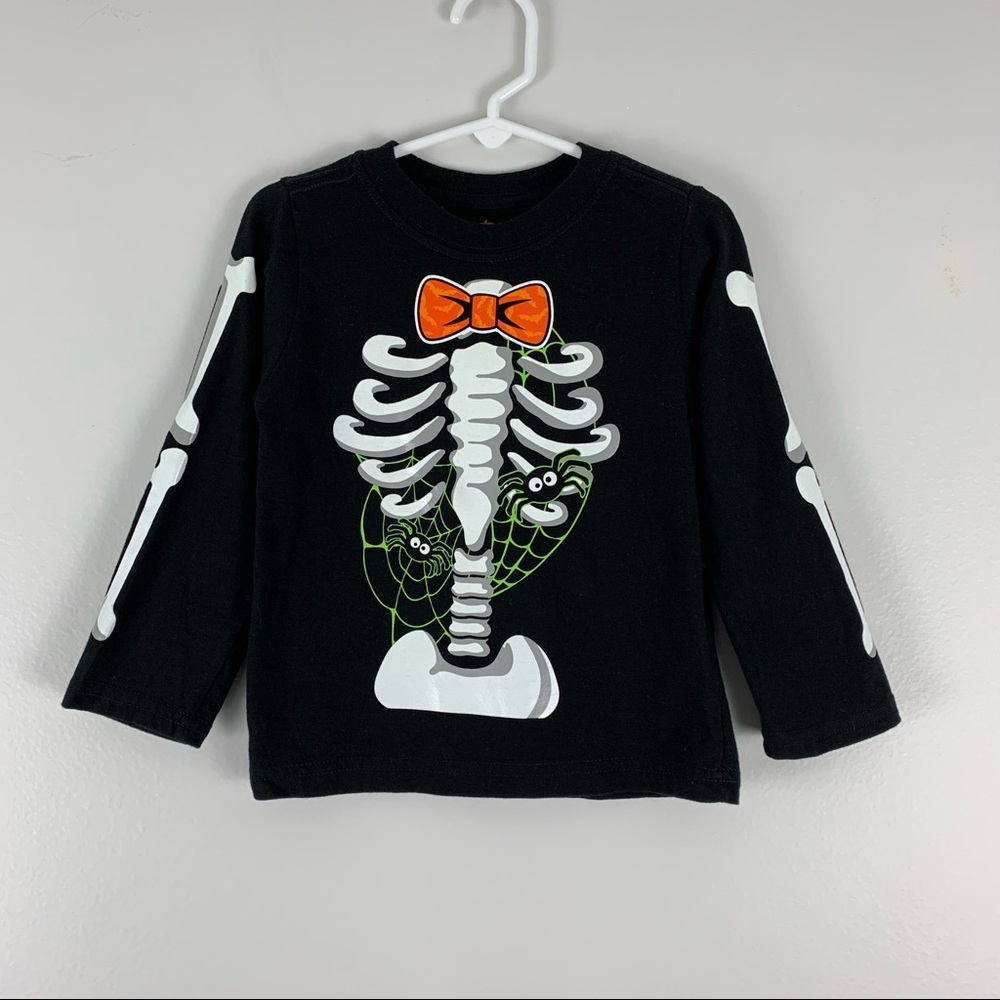 Halloween Costume T-Shirt Skeleton Graphic Cotton Black Orange White Size 3T - Picture 10 of 10